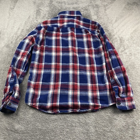 Faded Glory Flannel Mens Size Small Red Blue Plaid Flannel Button Up Shirt A2731 - Picture 10 of 15